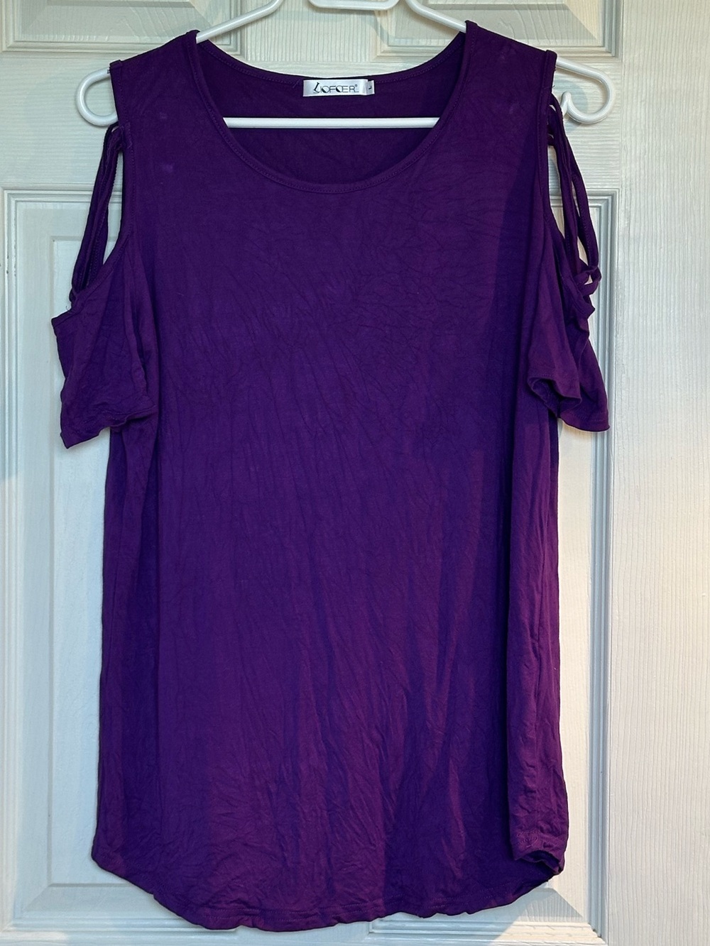 Ladies Large Purple Cold-Shoulder Top